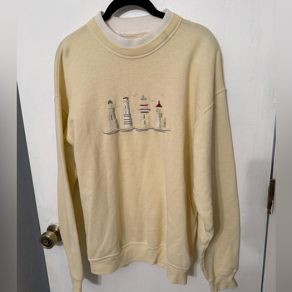 Vintage yellow lighthouse pullover